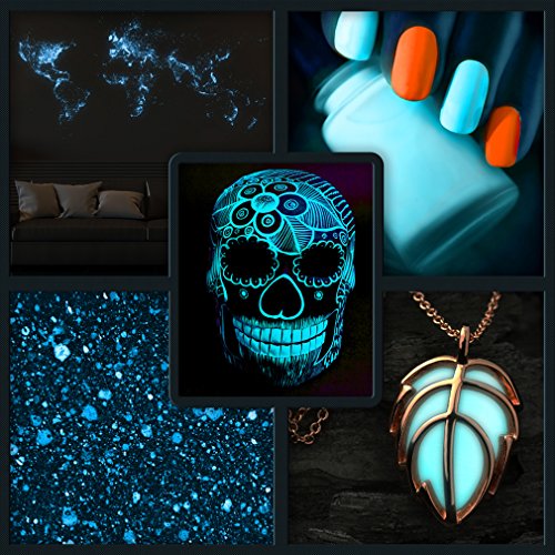 Profi Nachleuchtpigment Glühpulver – 100g hellblau ULTRA STARK – Nachtleuchtendes Phosphoreszierend selbstleuchtend neon night colors Glow Pulver – Neueste Generation: Strontiumaluminat – Original: decomonkey-Leuchtfarben – Nachleuchtpigmente Nacht Leuchtpulver Glühpigment Glühfarbe Glühpigmente lumentics Glühpulver leuchtfarbe Phosphor Nachtleucht - 3