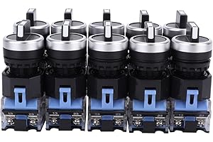 YWBL-WH 10 Piezas Selector Interruptores, AC 660V 10A Interruptor Selector Rotativo Autoblocante BEM38-20X / 31 22 mm 3 Posiciones