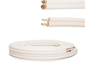 Idoneo Linea Liaison frigorifique 1/4 3/8 | Tuyau de Cuivre Tube en Cuivre pour Climatiseur| Tuyau clim 1/4 3/8 | Tube climatisation split| 9000/12000 BTU| 1-25m(Avec Écrous, 10m)