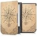 Produktbild kwmobile Hülle für Pocketbook Touch HD / Touch HD 2 - Flipcover Case eReader Schutzhülle - Bookstyle Klapphülle Kompass Barock Design Dunkelbraun Beige
