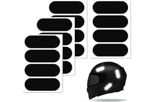 TIKPLUS Reflektoren Aufkleber Schwarz, 16 Stück Motorrad Reflektor Klebeband, Reflektierende Aufkleber Nacht Sichtbarkeit, Motorradhelm Reflektoren Aufkleber für Fahrrad Kinderwagen，8x3cm