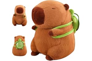 MELEAGER Peluche de Capybara, Capybara con Mochila de Tortuga, Peluche para niñas y niños (23 cm)