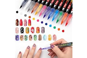 COLPART Nail Art Pens Set - 12 Colors Nail Art Markers Nail Polish Set & Acrylic Paint Markers for Drawing, Dotting, and Lining. Your Complete DIY Manicure Kit for Home Salon Nail Designs Christmas Gifts