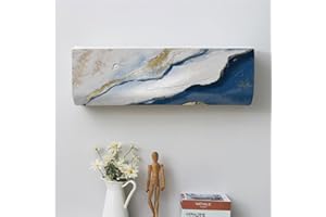 Hiseng Copertura Antipolvere per Condizionatore d'Aria, Copertura Antipolvere da Parete, per Condizionatore d'Aria da Appendere all'Interno (80 * 20 * 27(1P),Bianco Blu)