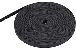 ASHATA Zahnriemen für 3D Drucker, Gummi Zahnriemen 10mm Breite, 1M/2M/5M/10M Synchronriemen Zubehör, Schwarze Zahnriemen für 3D Drucker (10 Meter)