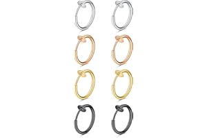 Crdifu Falso Piercing Nariz Labio tabique Anillo Pendiente Clip sin Piercing Acero quirúrgico Falso Ombligo Piercing clicker