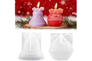 ZOONVII Lot de 2 moules en silicone 3D en forme de clochettes - Pour bougies de Noël - Pour bricolage de bougies en silicone - Moule à savon - Décoration de Noël