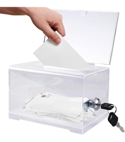 Scatola della Lotteria Trasparente in Acrilico da 25 cm - Tombola e Urne Elettorali Con Lega di Alluminio - Quadrata per Donazioni e Gioco