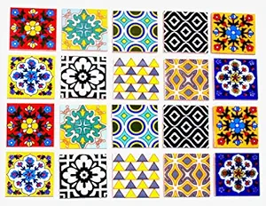Anchal Art and Craft Blue Pottery Handmade Ceramic Tiles,Furniture,Tabletop,Flooring,Interior,Exterior,Tiles (2 2 Inch) Pack of 20 Tiles.