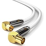 deleyCON 20m TV-Antennekabel HDTV Full HD - 2x Hoekig - Coaxkabel - TV-Stekker (90° Graden) naar TV-Aansluiting (90° Graden) 