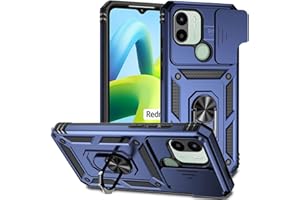 SEAHAI Funda para Xiaomi Redmi A1/Redmi A2/Redmi A1+/Redmi A2+, Estuche con Grados Anillo Soporte y Cámara Deslizante Proteger [Grado Militar Anti-Caída] Silicona PC TPU Antigolpes Carcasa - Azul