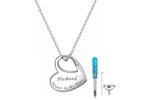 YOTHIWAD Heart Urn Necklace for Ashes Cremation Jewelry Forever in My Heart Engraved Stainless Steel Keepsake Waterproof Memorial Pendant for loved One with Filling Kit