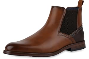 VAN HILL Herren Stiefel Chelsea Boots mit Blockabsatz