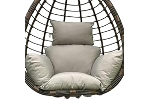 ‎TIELAG Hängesessel Kissen Outdoor, Wasserdicht Polster Hängekorb, Auflage für Polyrattan/Rattan Hängeschaukel, Schaukel Korb, Nur Schaukelkissen, Hellgrau