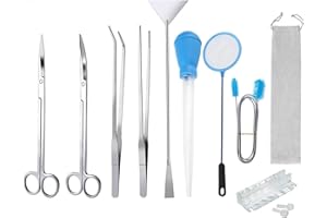 uksunvi Juego de Herramientas de Acuario de 8 Piezas, Herramienta de Acuario de Acero Inoxidable, Pinzas para Plantas de Acuario