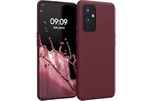 kwmobile Carcasa para OnePlus 9 (EU/NA Version) Funda - Ultrafina de TPU y Silicona con Bordes elevados anticaídas - Rojo Vino