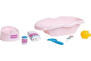 Theo Klein 1647 Set de bañera de la Princesa Coralie, Para muñecas de hasta 35 cm, Numerosos accesorios de baño y cuidado, Medidas 41 cm x 11 cm x 23.5 cm, Juguete para niños a partir de 3 años