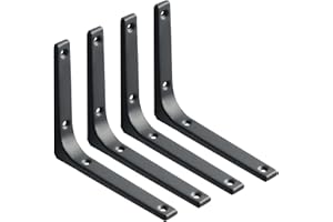 SAYAYO Equerre Etagere Murale Charge Lourde, Fixation Flottante Support pour Salon Chambre Cuisine, Support Etagère Murale en Métal, 150 x 150 mm Noir 4 Pcs, EJR150B-4P