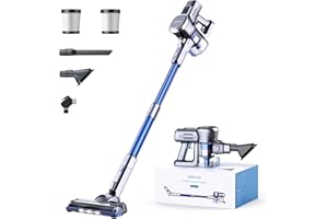 Lubluelu Aspirateur sans Fil 27000pa 220W, Puissant Balai électrique sans Fil, autonomie de 50 Minutes, avec brosses Anti-emmêlement et 2 filtres, pour sols durs, Tapis et Poils d'animaux. (Bleu)