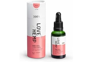 Love Hemp CBD Oil Drops 30ml, 300mg / Mild Strength, Wild Cherry Flavour Oral Liquid Drops, Premium Hemp with MCT Coconut Oil, Vegan & Gluten Free