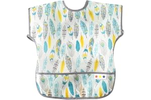 Happy Cherry - Baberos Impermeable Bebés Niños Niñas Delantal sin Mangas para Pintura Comer para Unisex Infantil de 0-3 Años