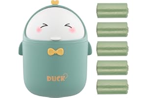 PTJJXA Mini Papelera Escritorio, Pequeña Papelera de Mesa con Tapa, Papelera Sobremesa, Cubo de Basura Portátil Estilo Dibujos Animados Lindo, Mini Garbage Bin para Baño, Cocina, Escritorio, Oficina