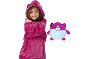 CASKIE Kids Hoodie Pets Blanket Sweatshirt for Girls Boys, Plush Animals Turn into Hooded Sweatshirt with Pocket, Pullover Jumper Pajama One Size Fits All
