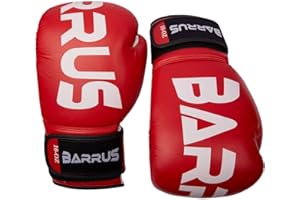 Barrus - Guantoni KickBoxing Muay Thai MMA | Guanti Pugilato Boxe Full Contact (Rosso, 10oz)