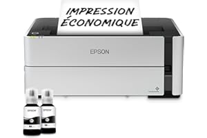 EPSON EcoTank ET-M1170 | Imprimante jet d'encre monochrome - A4 sans fil, réservoir haute capacité - Économie de 90% sur les coûts d'impression, 20ppm, recto-verso, Ethernet, garantie 1 an - noir