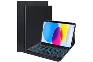 Qoosea Backlit Keyboard Case for Apple iPad 10th Gen 10.9 inch 2022, Built-in Pen Holder Slim Protective Cover Detachable Magnetically Bluetooth Wireless Keyboard for 2022 iPad 10th Generation-Black