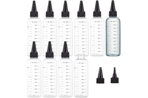BENECREAT 10 Pcs 100ml Flacons à Presser en Plastique avec Échelle PET Transparent Noir Twist Capuchon Bouteilles Graduées Squeeze Dispensing Bottles pour Encre Liquide, Huiles, Gels, Colle