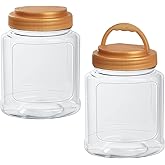 2 Pcs Round Plastic Jars with Lids, 1000ml Plastic Storage Jars with Lids, Reusable Clear Storage Containers Canisters with A
