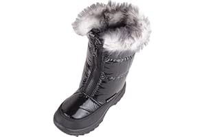 ABSOLUTE FOOTWEAR Botas para niños y niñas, fáciles de poner, con cremallera, para invierno, nieve, lluvia, al aire libre