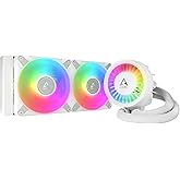 ثلاجة السوائل Arctic Liquid Freezer III - 240 A-RGB متوافقة مع Intel/AMD، مبرد 240 مم، مروحة P12 PWM مقاس 2x12 سم، مبرد معالج السوائل باللون الأبيض (