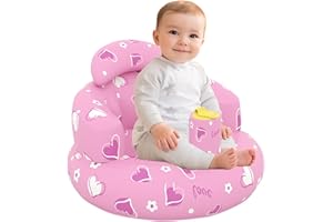CSAFYRT Inflatable Chair for Baby Stable with Builted in Pump Breathable Upseat Baby Seat for Babies 3-36 Months Floor Seater Gifts Pink