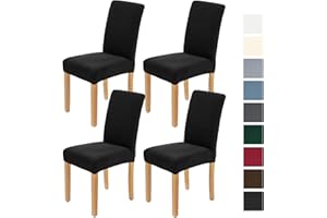 AngLink Stuhlhussen 4 Stück Stretch, Stuhlhusse Stretch Schwarz, Elastischer Stuhlbezug Abnehmbare Waschbar Stuhlbezug Langlebig Universal, für Esszimmer, Hotel, Bankett, Hochzeit, Partys Deko