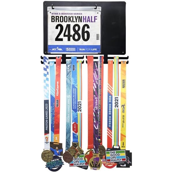 J JACKCUBE DESIGN Porte-Médailles Marathon Bois - Présentoir Murale Pour Dossards Et Médailles De Course