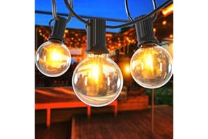 ‎ROMWISH Romwish Łańcuch świetlny LED do użytku na zewnątrz, 9 m, z żarówkami LED 15 + 1 G40, wodoszczelność IP44, do użytku na zewnątrz i wewnątrz, do ogrodu, na balkon, taras, wesela, imprezy