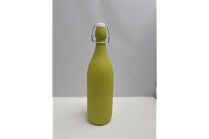 KWARE Bottiglie in vetro stile vintage da 1 litro, ideali per uso domestico o commerciale, da riempire con acqua, vino, liquore, olio, birra, grappa o cordiali (lime luccicante)