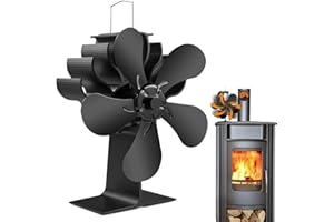 PYBBO 5 Blades Wood Burning Stove Fireplace Fan, No Electric Silent Motors Heat Powered Circulates Warm Air Stove Fan for Gas/Pellet/Log Burner Stoves (Thermometer Not Included)