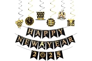 CKCSHI Happy New Year 2026 Banner, New Years Eve Decorations, 2026 New Year Party Set, Happy New Years Decoration for Photo Booth Props Eve Party Hanging Decoratio