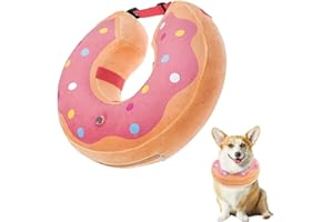 Little Bean Nadmuchiwana obroża elżbietańska dla psa miękka obroża dla psa miękka ochronna poduszka regeneracyjna dla dużych psów zapobiega lizaniu się gryzących ran (różowe pączki, [szyja: 24 cm - 29