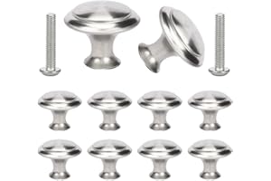 profiwoab 10 Pcs Fashion Drawer Knobs Wardrobe Cupboard Door Handles 27mm Modern and Simple Round Furniture Kitchen Knobs with 10 Screws Silver