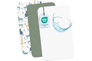 Dreamzie 2 Lenzuola culla Neonato + 1 Coprimaterasso Impermeabile Lettino con Elastico - 100% Cotone Per Culla Co-sleeping, Lettino - 50x83 cm Savana