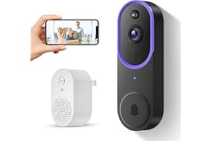 SUNNYJANE 1080P Smart Video Doorbell Camera Wireless with Ring Chime, AI Human Detection and Instant Alerts, Night Vision, Battery Powered, Cloud Storage, 2.4G WiFi, Home Security System (Purple)