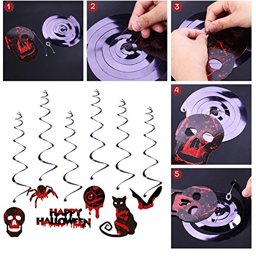UNOMOR Halloween Hanging Decorations for Ceiling, Scary Ceiling Decoration with Swirls for Party and Haunted House– 17Pcs UNOMOR Halloween Hanging Decorations for Ceiling, Scary Ceiling Decoration with Swirls for Party and Haunted House– 17Pcs