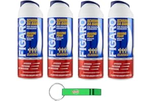 4 x Figaro Schiuma da Barba Original Classic Shaving Foam for Frequent Shaving, 400 ml + Beni Culinari Free Keyring