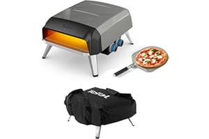 Tefal Pizza Pronto, Four à pizza extérieur, Fonctionne au gaz, Pierre rotative à 360° pour cuisson uniforme, Housse et Flexible, Application gratuite, YY5728FB