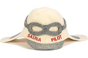 ‎NATURAL TEXTILE Natural Textile Saunahut 'Sauna Pilot' White - 100% organische Wollfilzmützen - Schützen Sie Ihren Kopf vor Hitze - Englische Sauna E-Book Handbuch inklusiv - mit Stickerei