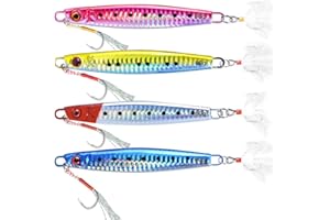 Profondo Affondamento Mare Esche da Pesca, WASAGA 4pz 60g/80g/100g/120g/150g/180g Metallo duro Mare Spinner Pesce Esca per Tonno Salmone Cernia & Jigging Lure
